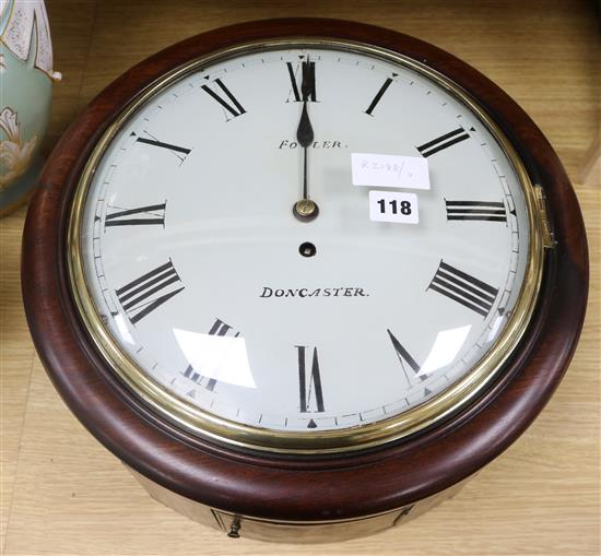 A Fowler of Doncaster mahogany fussee wall clock